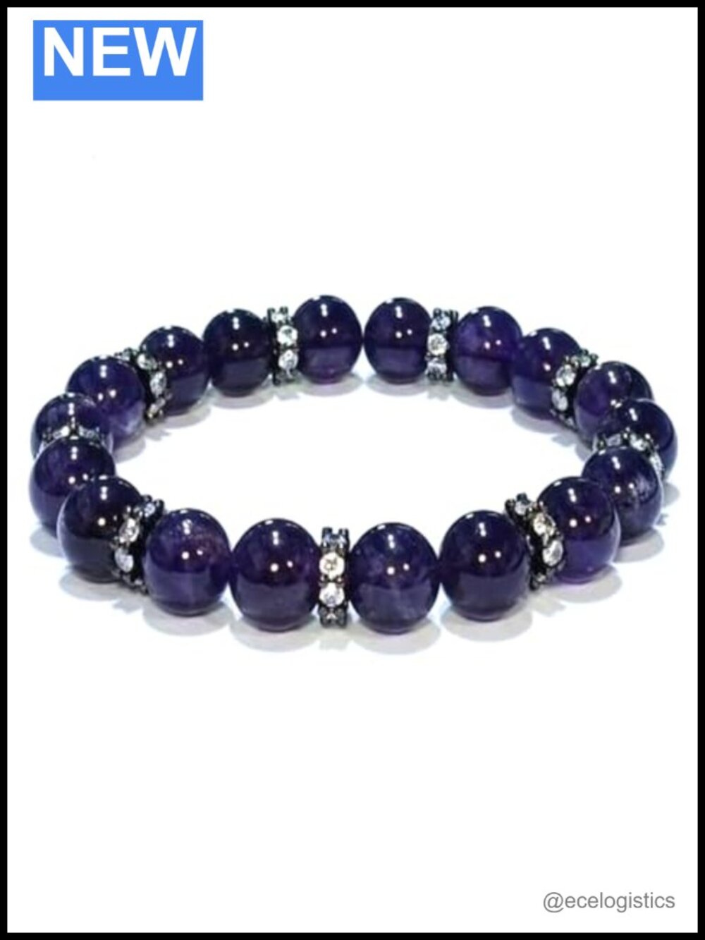 Genuine Amethyst Beaded Bracelet Handmade Stretch 10mm Round